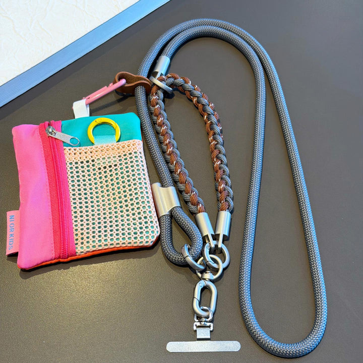 3-in-1 Modern Braided Phone Lanyard with Pouch