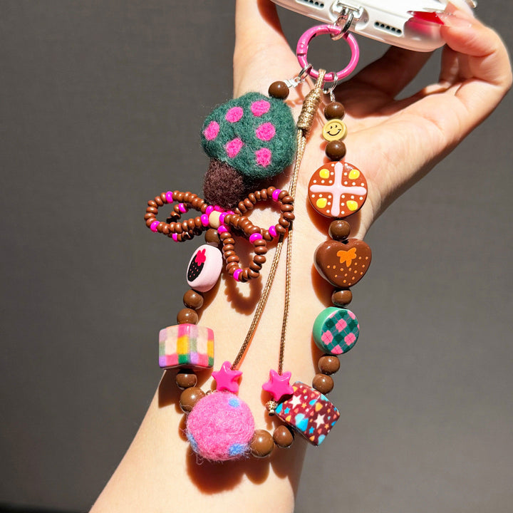 Cute Felt Mushroom Phone Charm Strap & Bag Charm