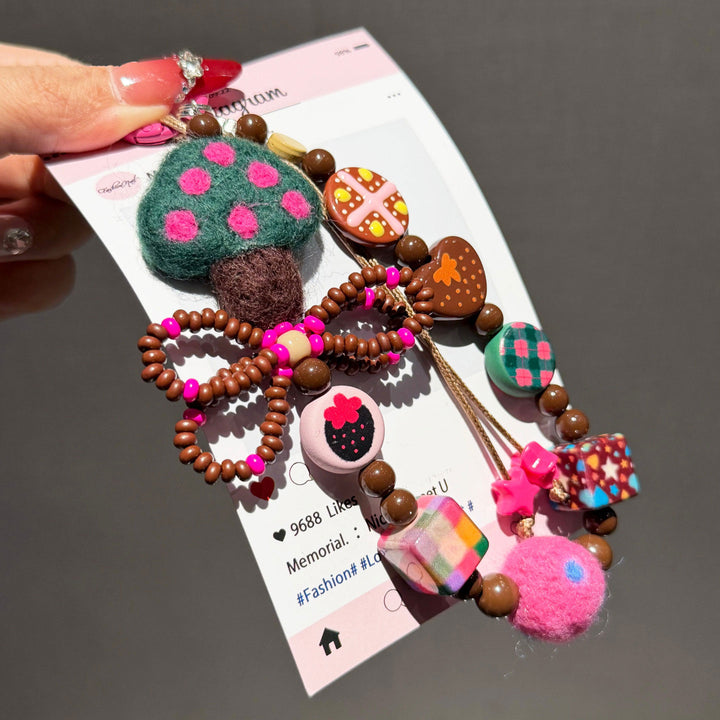 Cute Felt Mushroom Phone Charm Strap & Bag Charm