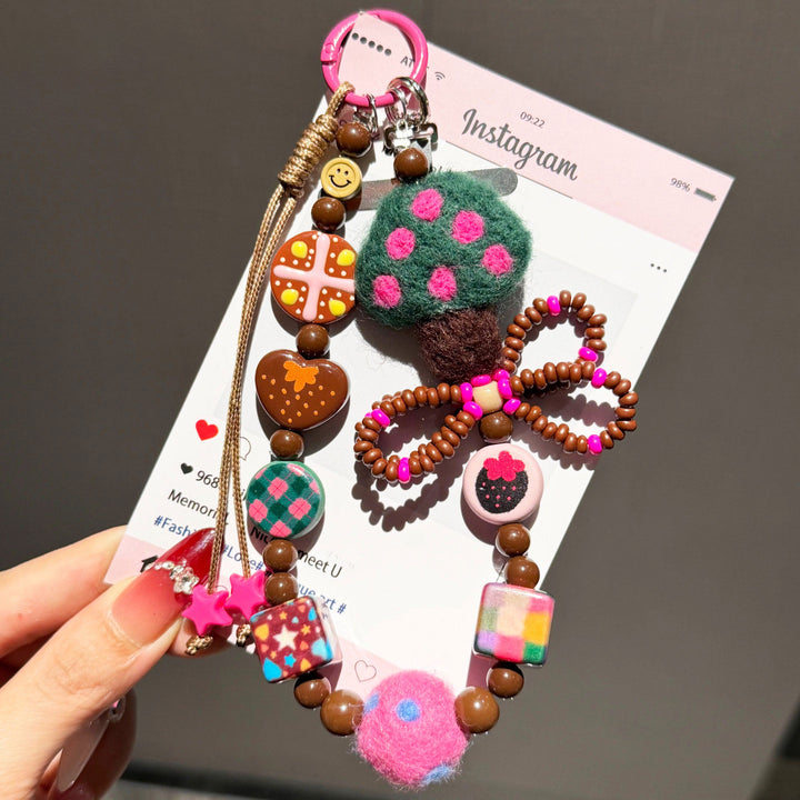 Cute Felt Mushroom Phone Charm Strap & Bag Charm