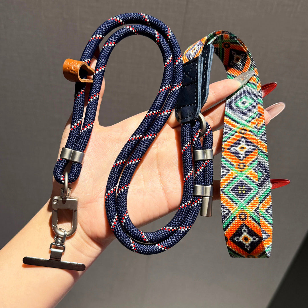 Geometric-Pattern Crossbody Phone Lanyard