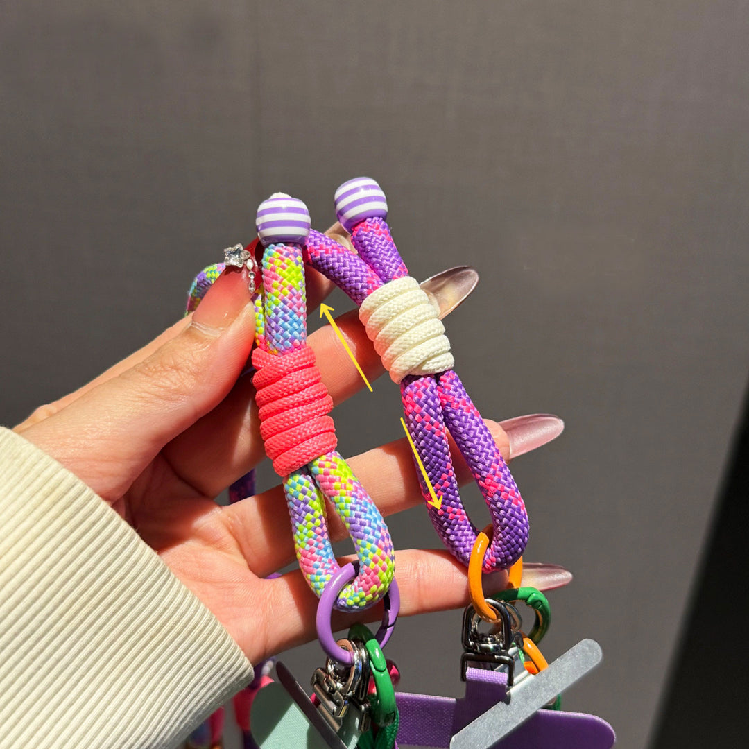 Y2K Paracord Phone Lanyard with Multi-Charm Hooks