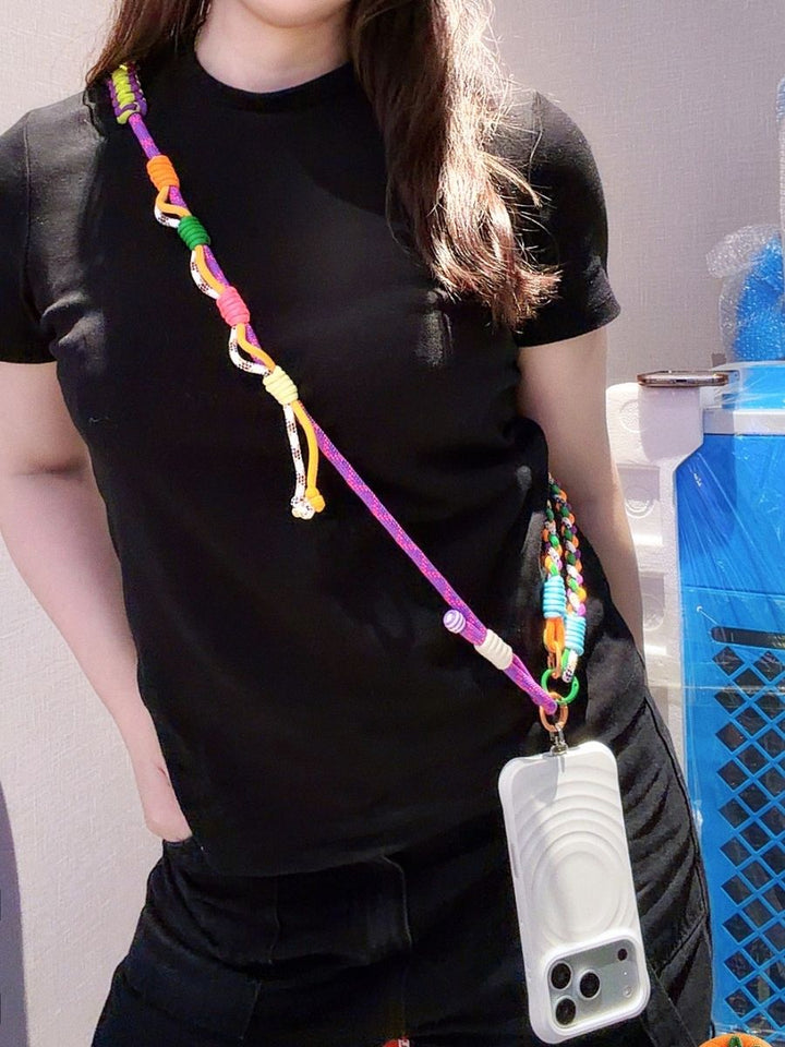 Y2K Paracord Phone Lanyard with Multi-Charm Hooks
