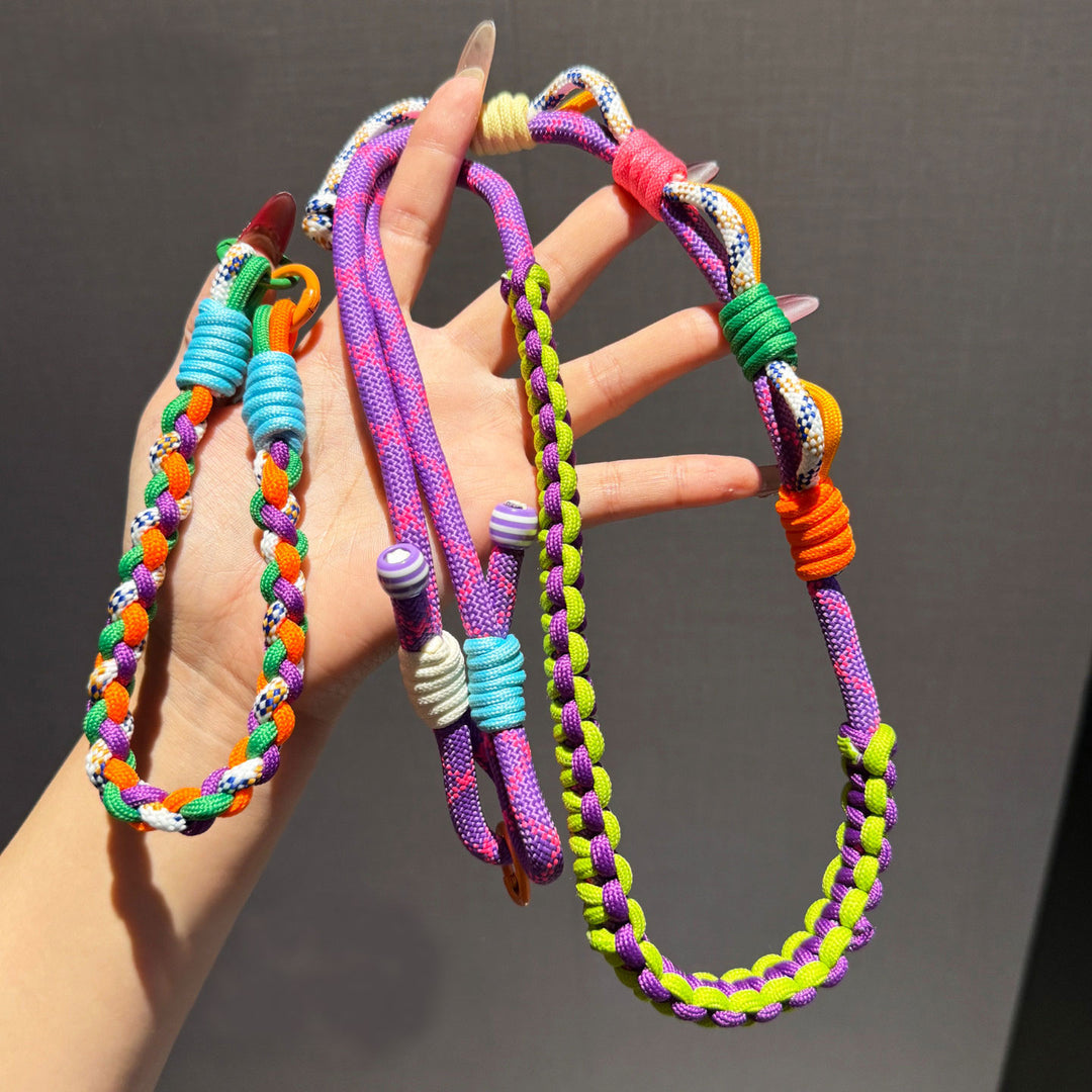 Y2K Paracord Phone Lanyard with Multi-Charm Hooks