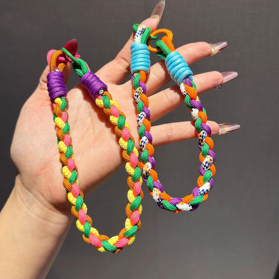 Y2K Paracord Phone Lanyard with Multi-Charm Hooks