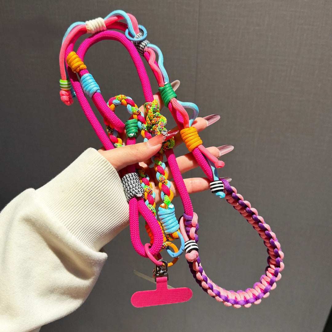 Y2K Paracord Phone Lanyard with Multi-Charm Hooks