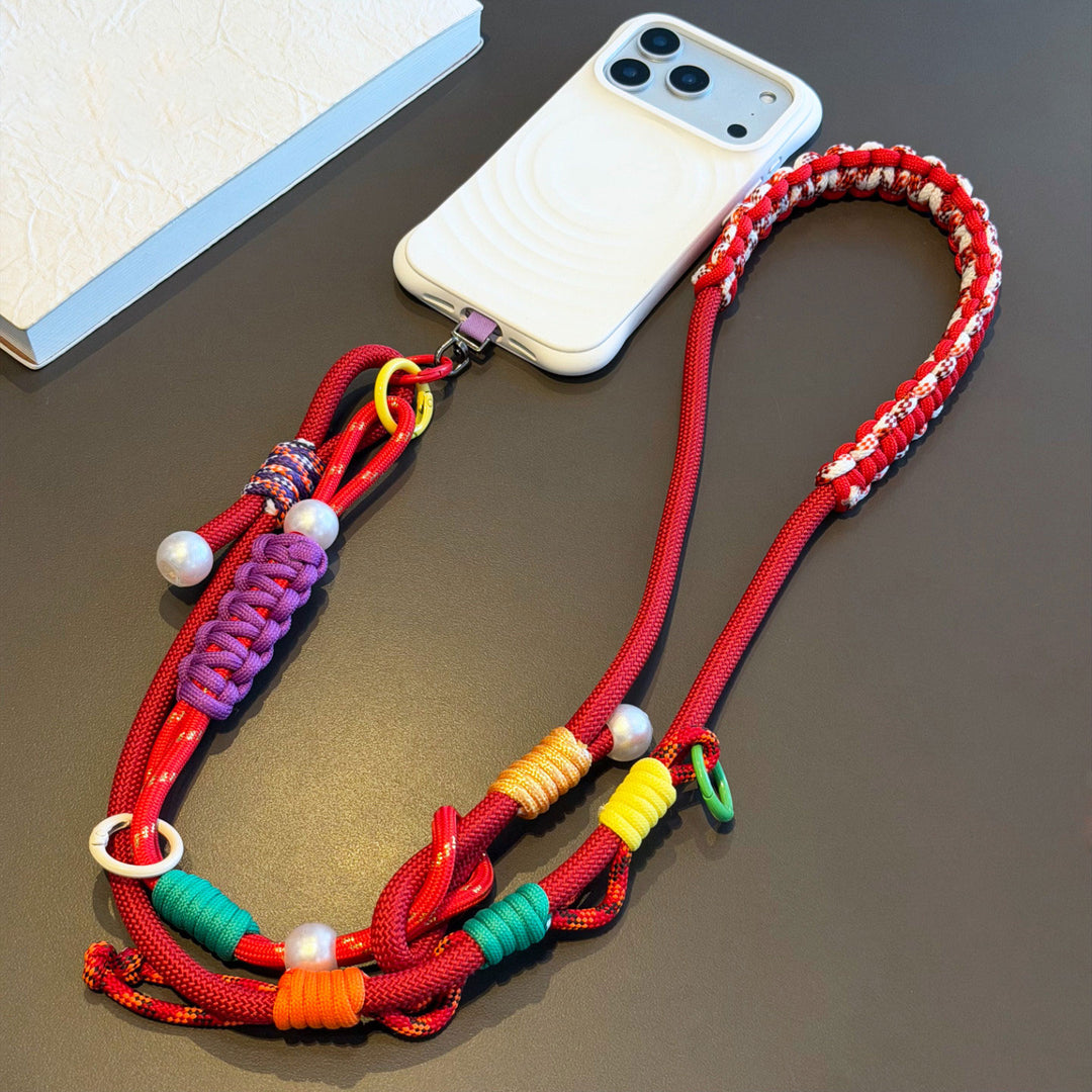 Y2K Paracord Phone Lanyard with Multi-Charm Hooks