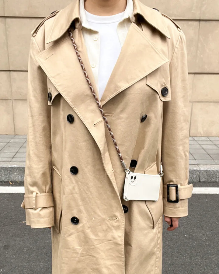 Fashion styling with a brown and white pattern phone lanyard for a modern aesthetic#color_brown