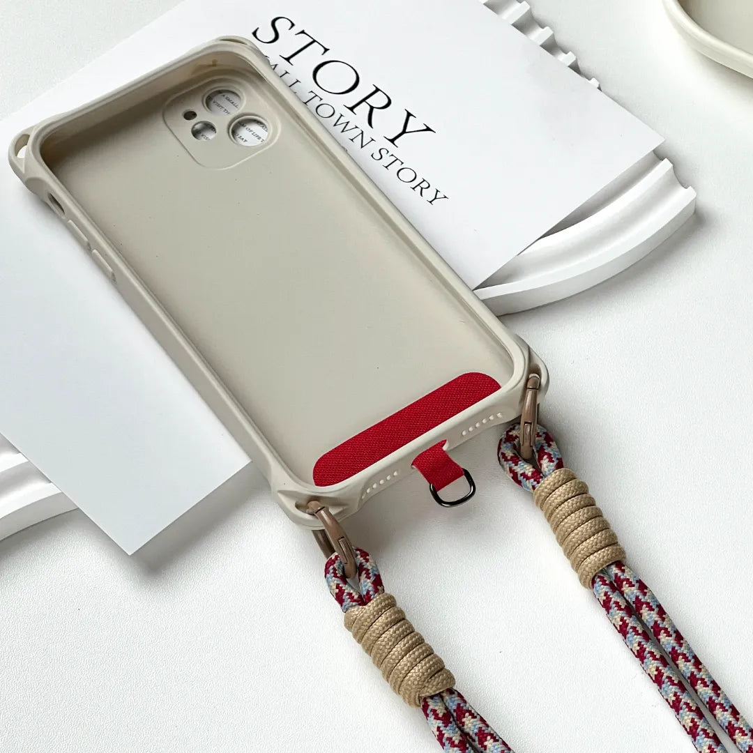 Minimalist rope style phone strap displayed on white background, offering clean look and daily practicality#color_red
