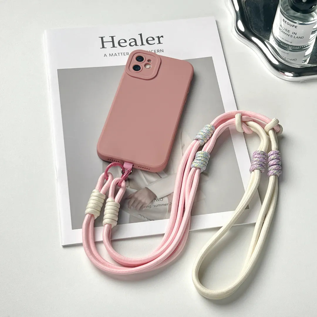 Close up of pink phone strap metal hook highlighting durable connection and stable phone support#color_pink