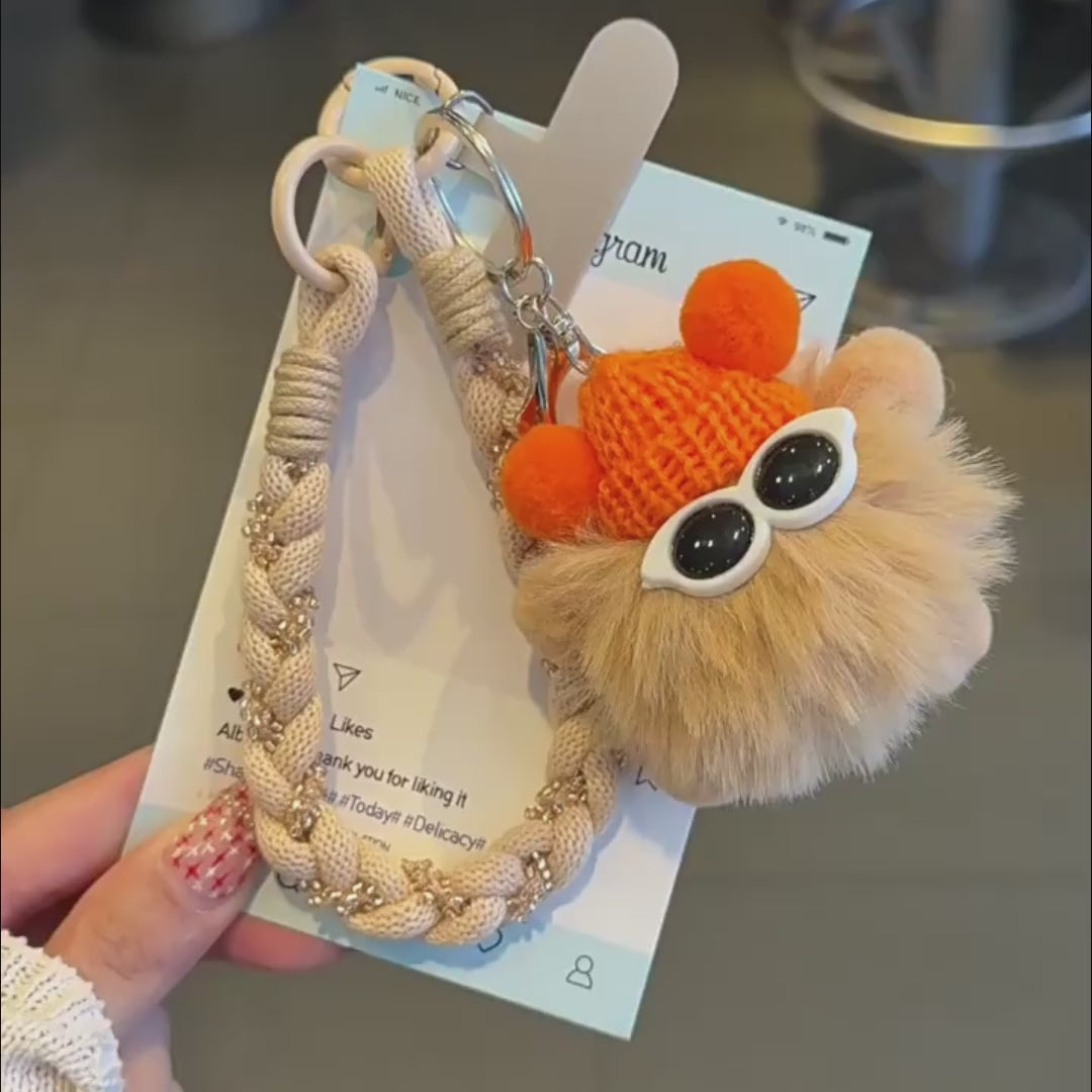 Cute Phone Charm Strap with Pom, Bag Charm & Keyring