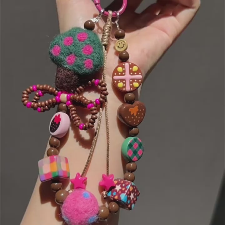 Cute Felt Mushroom Phone Charm Strap & Bag Charm