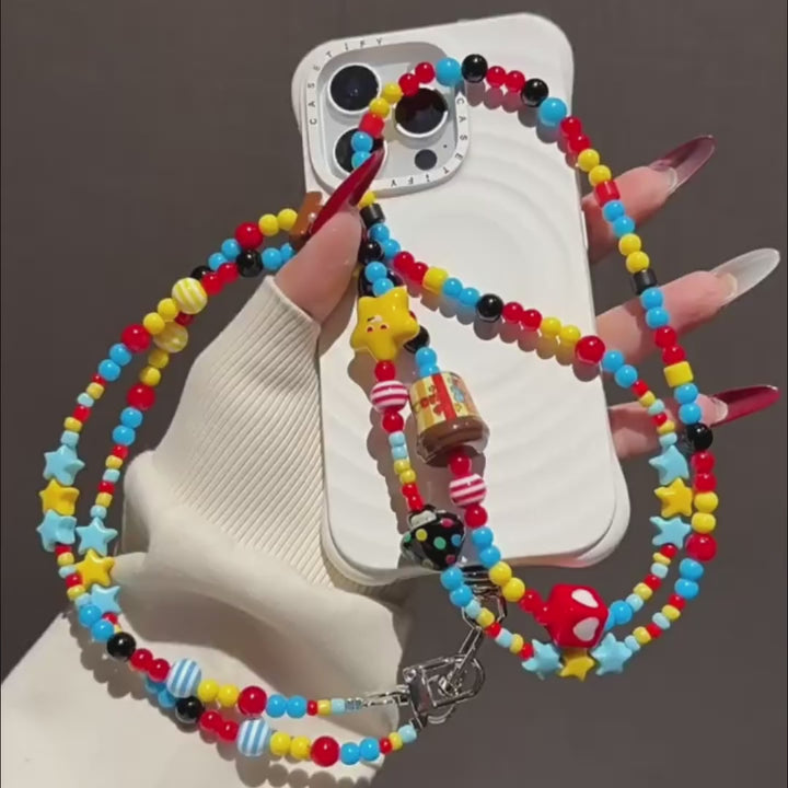 Colorful Beaded Crossbody Phone Strap