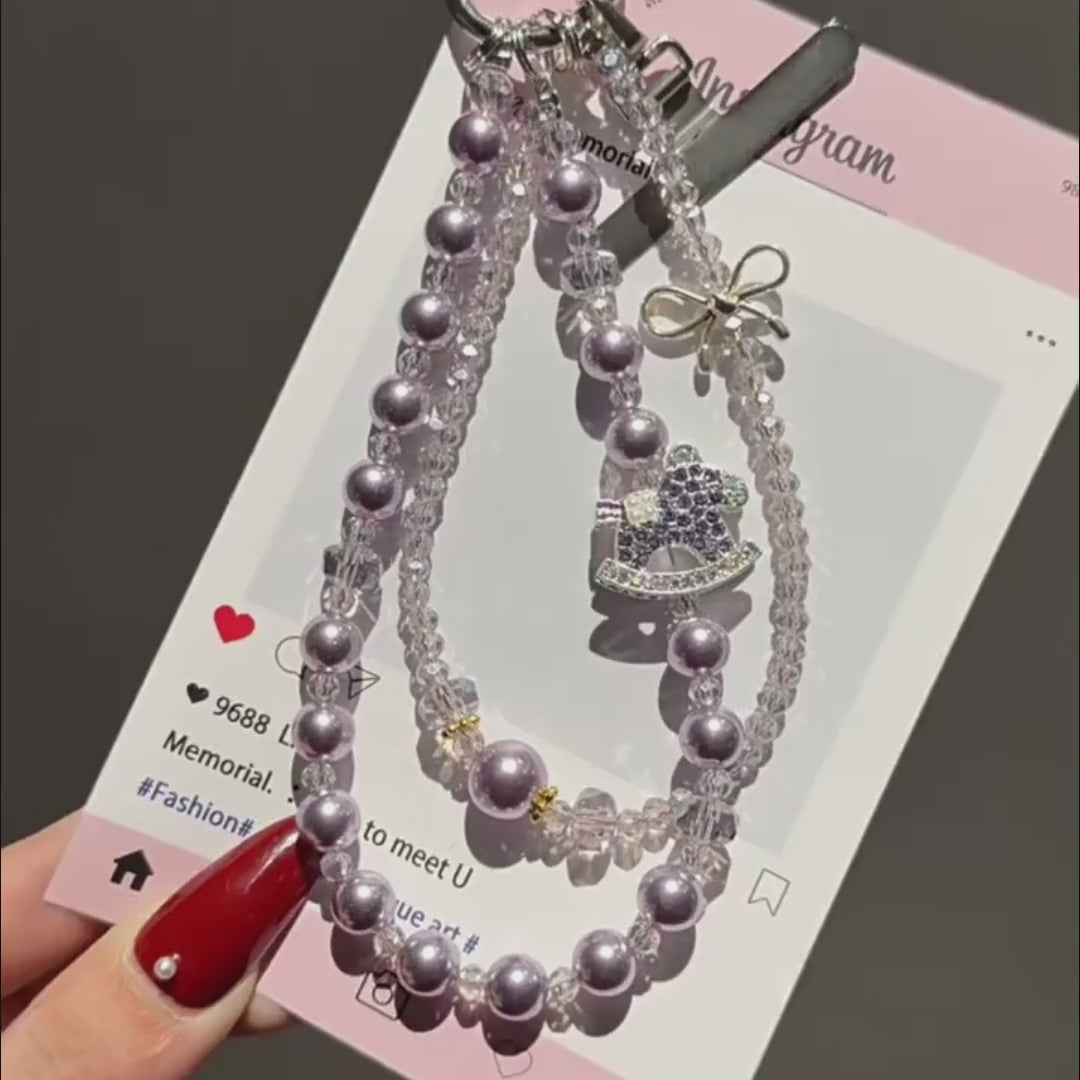 Pearl-Style Carousel Phone Charm, Bag Charm & Keyring
