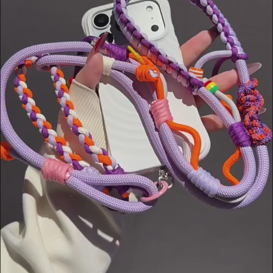 Y2K Paracord Phone Lanyard with Multi-Charm Hooks