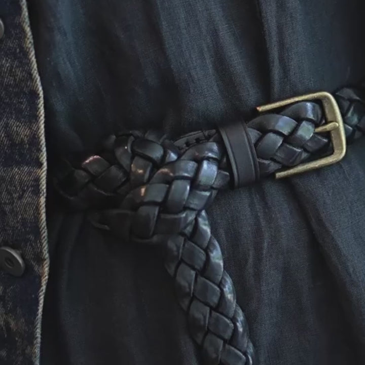 Wide Braided Leather Belt
