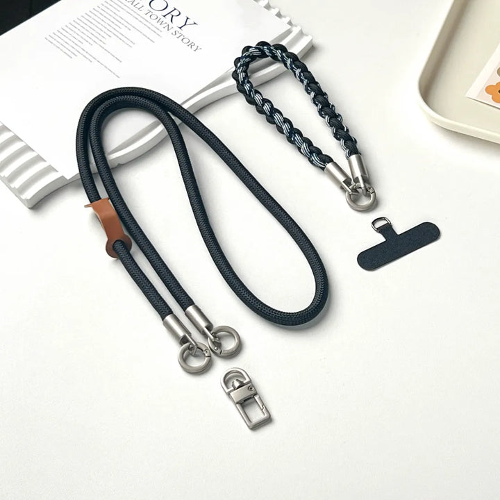 Close up of rugged phone strap hook connection showing reinforced attachment and smooth finish#color_black