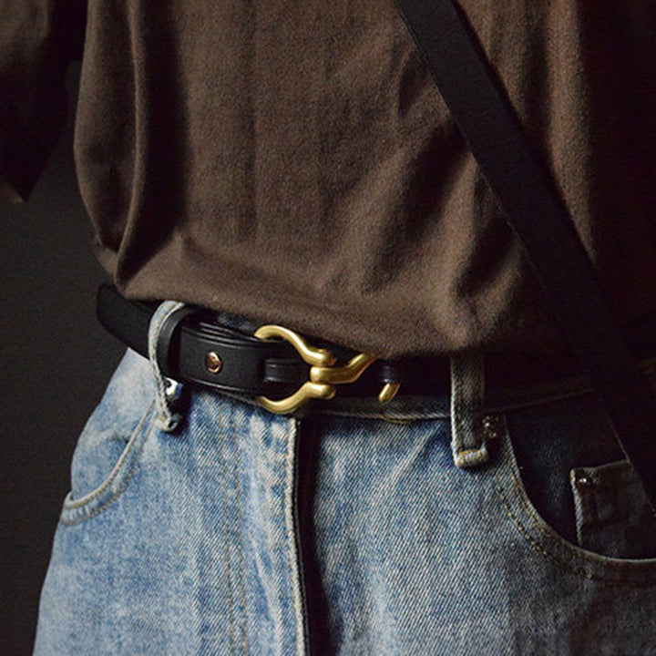Horsebit Leather Waist Belt
