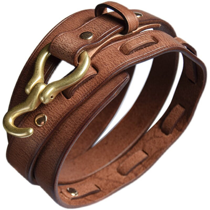 Horsebit Leather Waist Belt