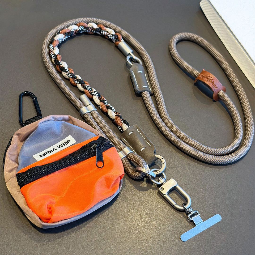 3-in-1 Modern Braided Phone Lanyard with Pouch