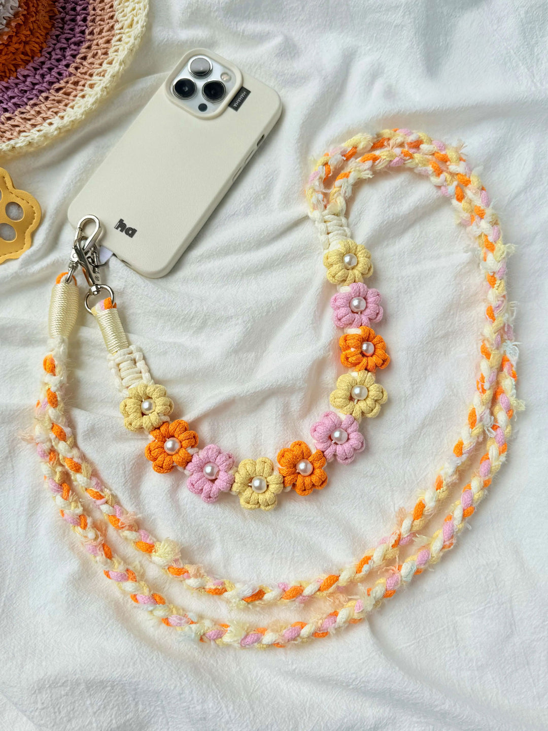 Handmade Pearl & Floral Phone Lanyard — DIY Kit Available