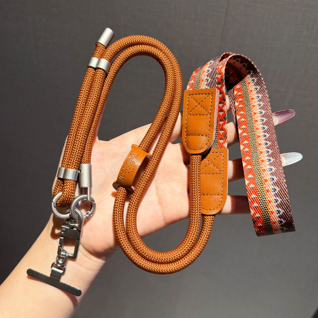 Bohemian Crossbody Phone Lanyard with Woven Trim