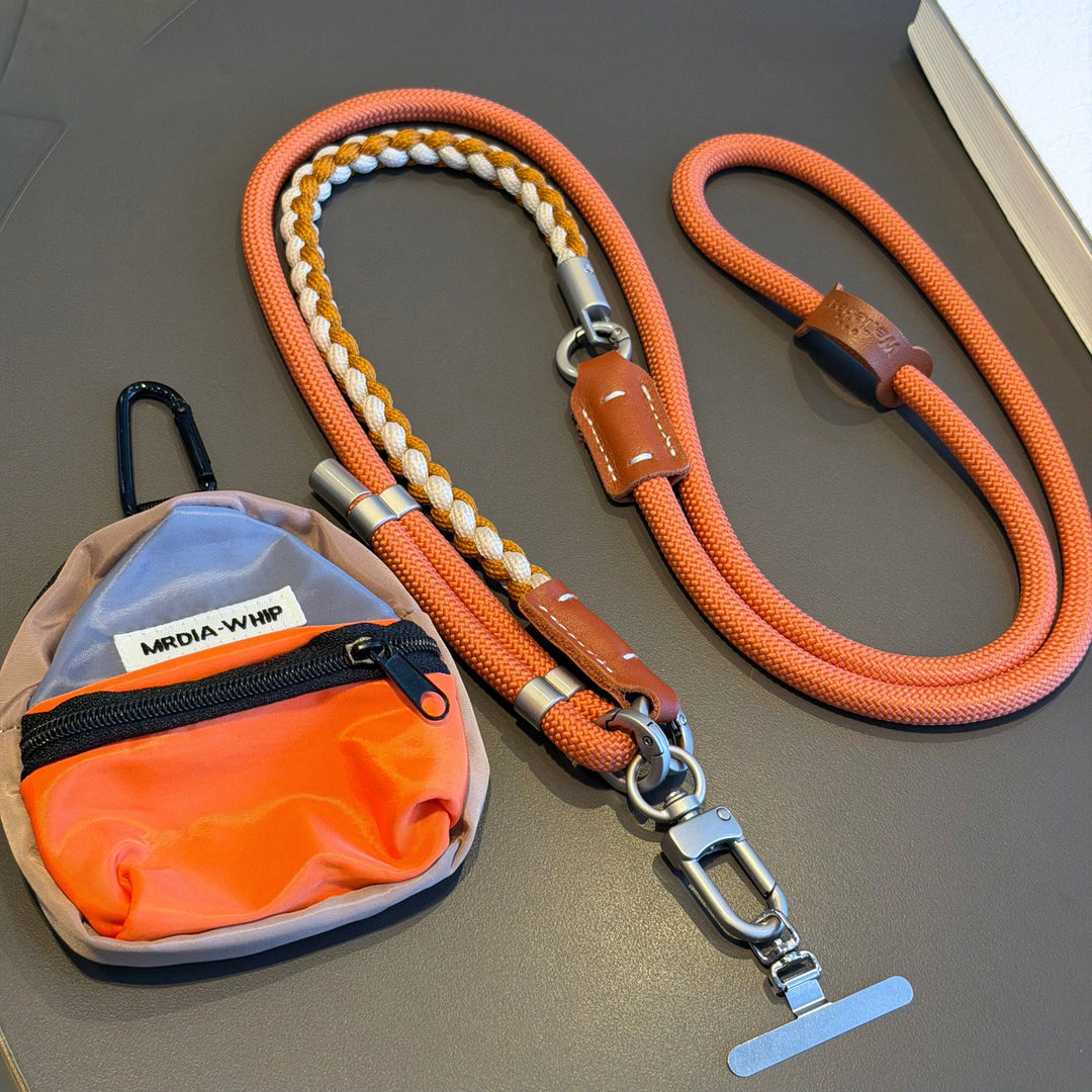 3-in-1 Modern Braided Phone Lanyard with Pouch