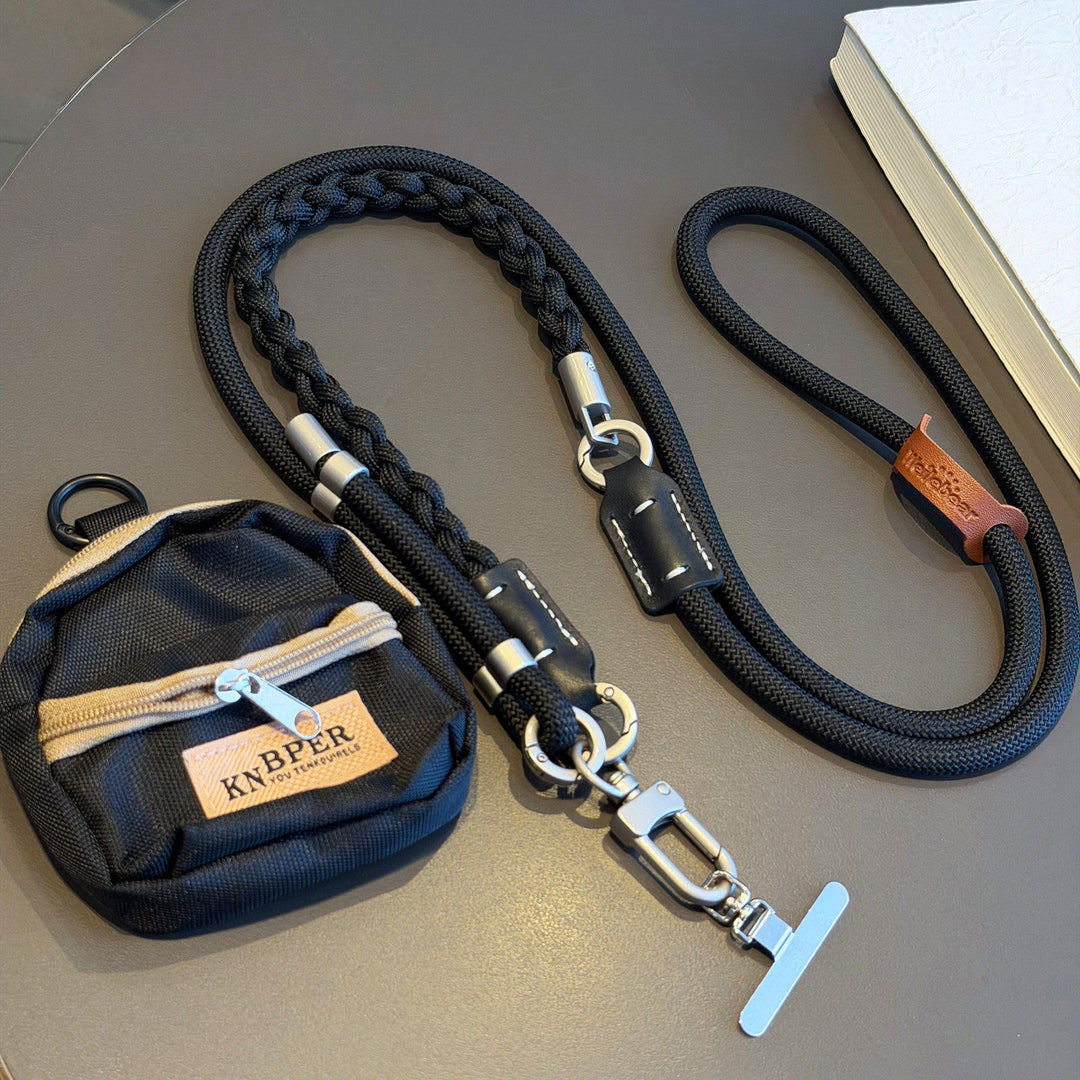 3-in-1 Modern Braided Phone Lanyard with Pouch