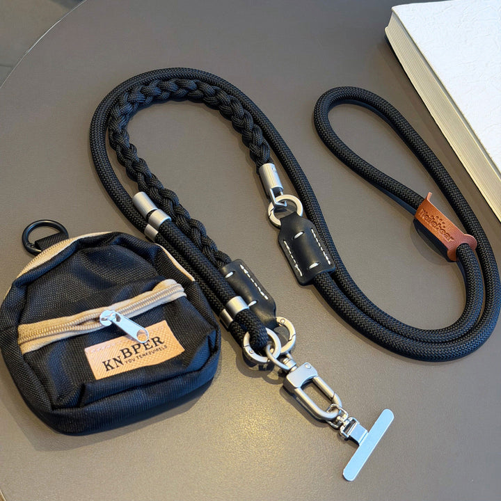 3-in-1 Modern Braided Phone Lanyard with Pouch