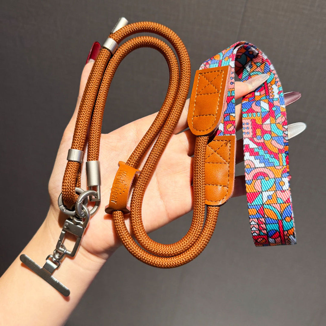 Bohemian Crossbody Phone Lanyard with Woven Trim