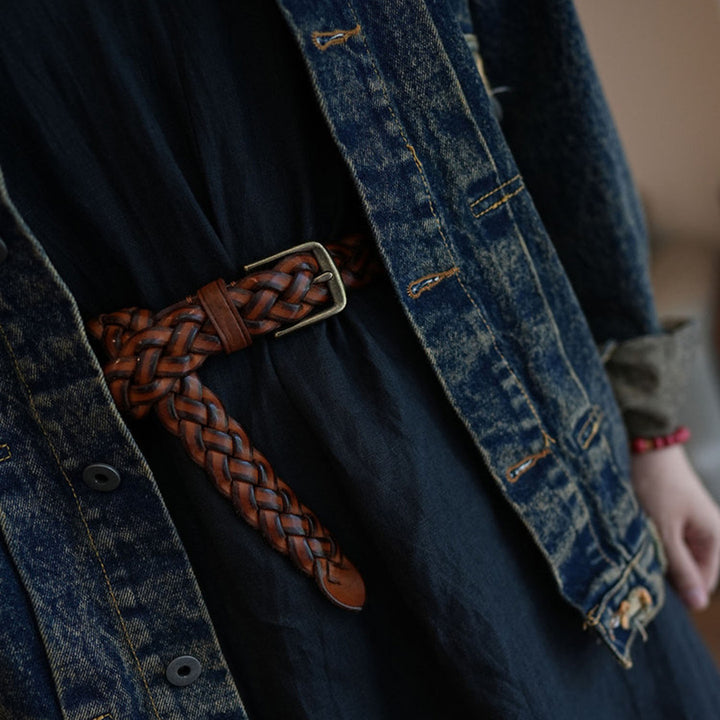Wide Braided Leather Belt