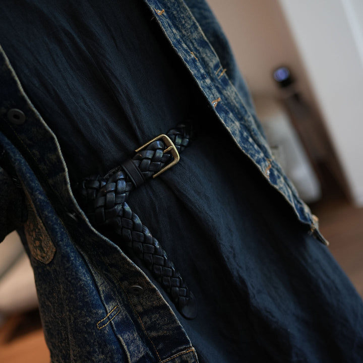 Wide Braided Leather Belt