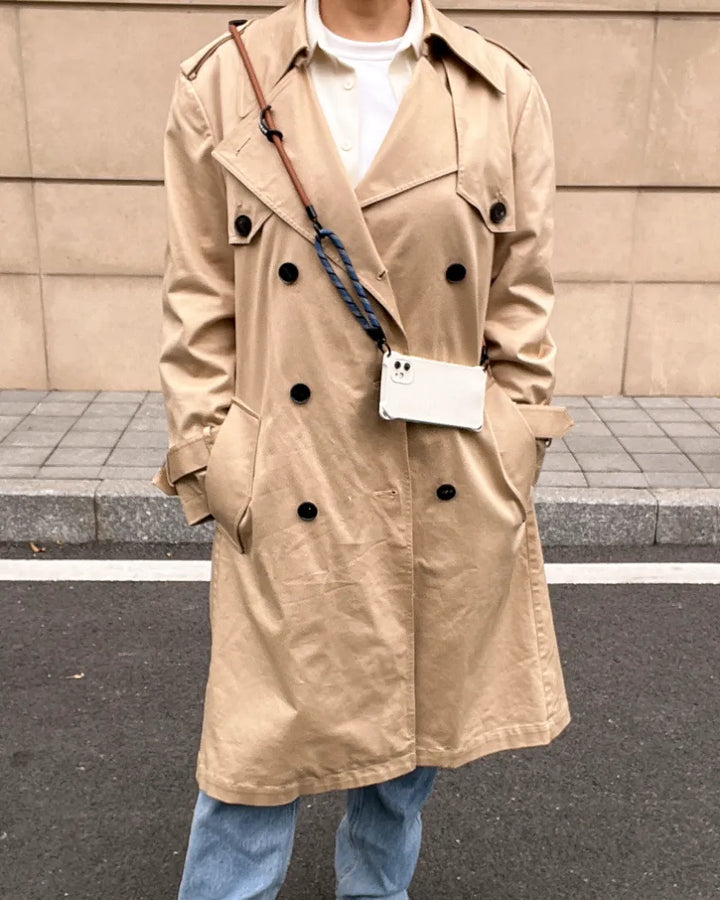 Trendy navy blue phone lanyard for women looking for a functional and stylish accessory#color_brown