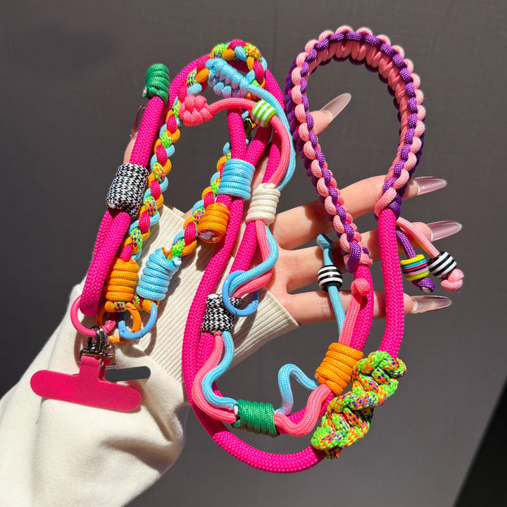 Y2K Paracord Phone Lanyard with Multi-Charm Hooks