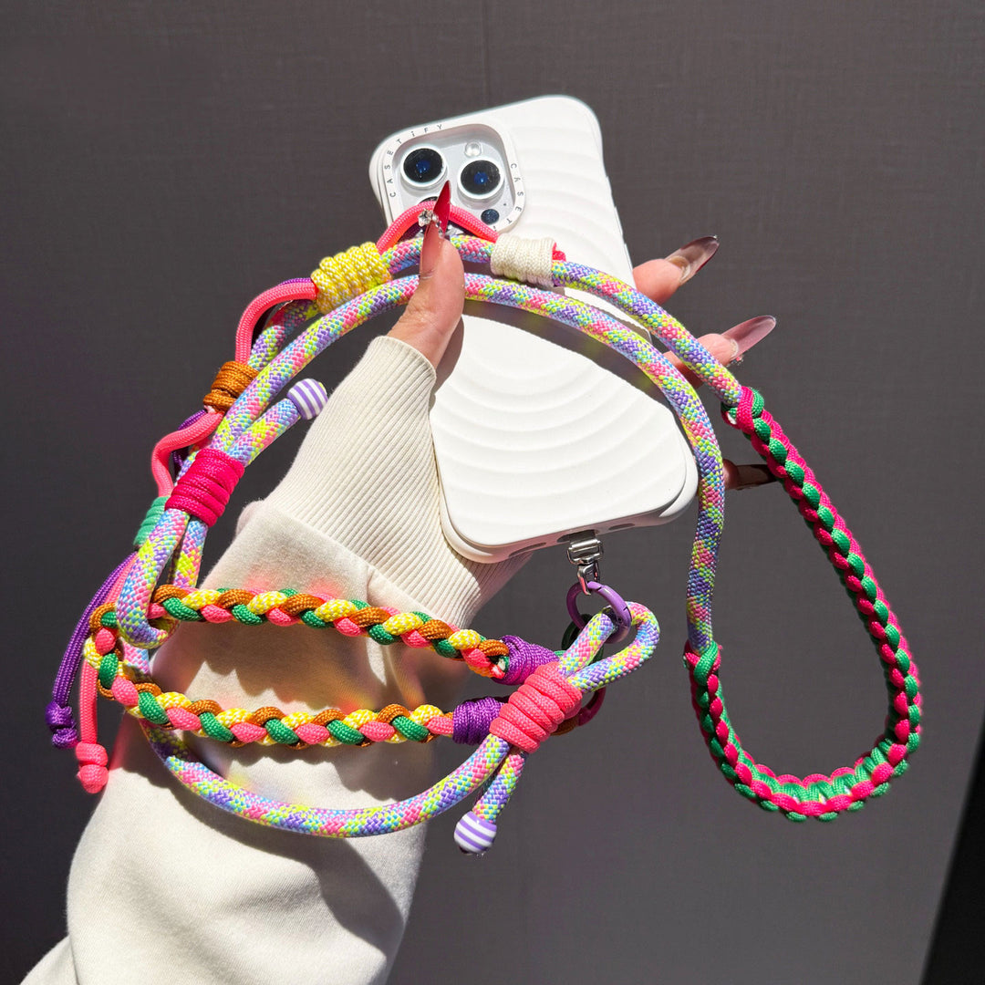 Y2K Paracord Phone Lanyard with Multi-Charm Hooks